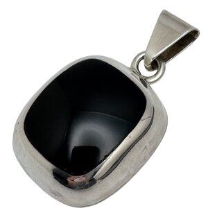925 Sterling Silver Mexico Black Onyx Pendant Necklace Jewelry 31g No Chain